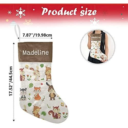  NZOOHY Cute Woodland Animals Christmas Stocking Custom Sock, Fireplace Hanging Stockings with Name Family Holiday Party Decor