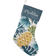 NZOOHY Palm Leaves Pineapple Art Christmas Stocking Custom Sock, Fireplace Hanging Stockings with Name Family Holiday Party Decor