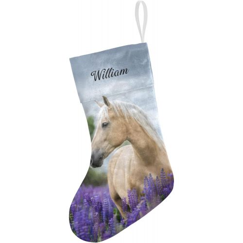  NZOOHY Beautiful Palomino Horse Personalized Christmas Stocking with Name, Custom Decoration Fireplace Hanging Stockings for Family Ornaments Holiday Party
