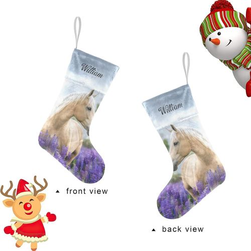  NZOOHY Beautiful Palomino Horse Personalized Christmas Stocking with Name, Custom Decoration Fireplace Hanging Stockings for Family Ornaments Holiday Party