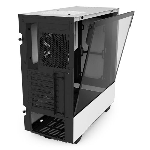  NZXT H500  Compact ATX Mid-Tower Case  Tempered Glass Panel  All-Steel Construction  Enhanced Cable Management System  Water-Cooling Ready - WhiteBlack