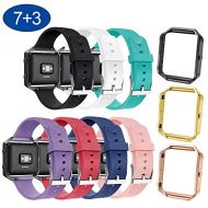 NaHai Compatible Fitbit Blaze Slim Bands with Frame, TPU Replacement Sport Strap with Rose Gold Frame for Fitbit Blaze Smart Fitness Watch, Large Small