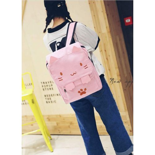  NaOHshp Japanese Style Cute Cat Print Backpack Daily Traval Daypack For Teen Girls Women