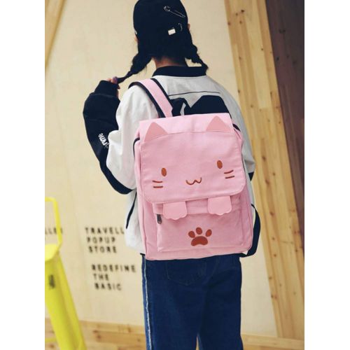  NaOHshp Japanese Style Cute Cat Print Backpack Daily Traval Daypack For Teen Girls Women