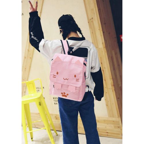  NaOHshp Japanese Style Cute Cat Print Backpack Daily Traval Daypack For Teen Girls Women