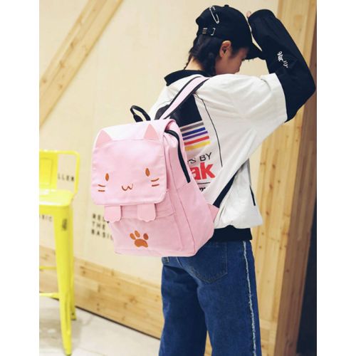  NaOHshp Japanese Style Cute Cat Print Backpack Daily Traval Daypack For Teen Girls Women