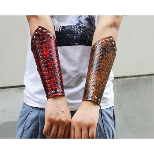  Nachvorn Genuine Leather Dragonscale Medieval Armor Costume Knights Leather Battle Arm Guard Bracers