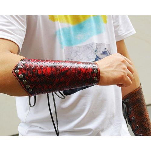  Nachvorn Genuine Leather Dragonscale Medieval Armor Costume Knights Leather Battle Arm Guard Bracers