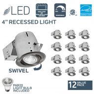 Nadair CP378L-PR12BN 4 Pack 4in LED Swivel Dimmable Recessed Downlight, 3000K Warm White, 12 X LED PAR20 630 Lumens Bulbs Included, IC rated, White
