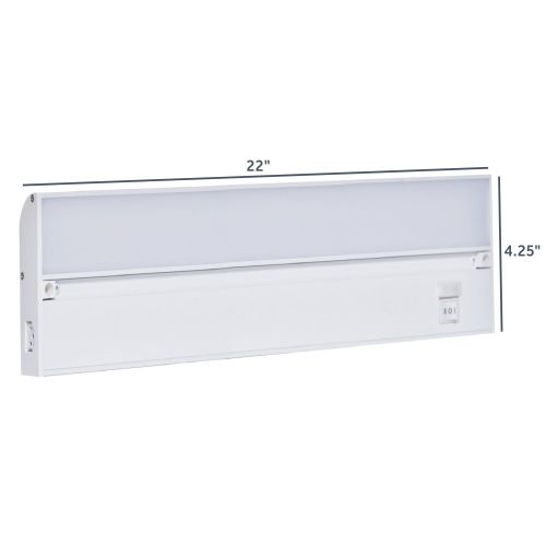  Nadair UNSLK-11WCT-22WH 22 LED Under Cabinet Lighting Kit Direct Wire Closet or Kitchen Cabinet Light Dimmable With 3 Color Modes Built-In, Interconnectable