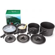 Nadalan Lightweight 4-5 Person Camping Cookware 4 Piece Pan Pot Set for Outdoor Activities