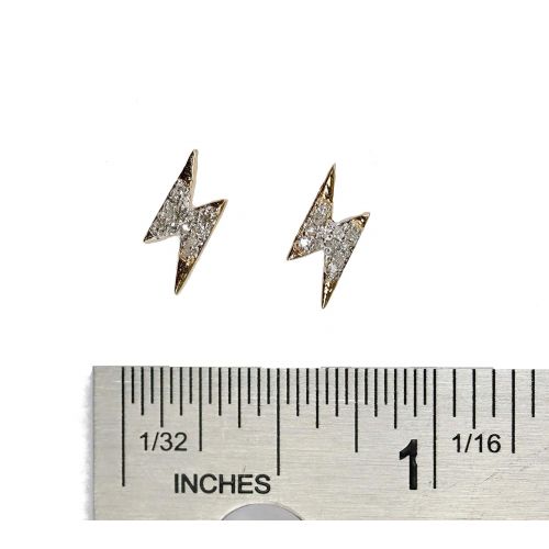  Nadean Designs Diamond Lightning Bolt Stud Earring- 14k Gold (.11ctw)-Genuine White Diamond