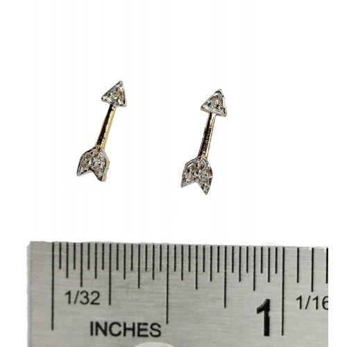  Nadean Designs Diamond Arrow Stud Earring- 14k Gold (.06 cttw)-Genuine White Diamond