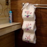 NadiyaHope Toilet paper holder with hand embroidery; Bathroom storage; The roll holder of a spare toilet paper; Organization of bathrooms
