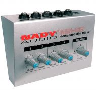 Nady},description:The affordable Nady MM-141 4-Channel Mini Mixer features 4 mono 14 inputs with individual volume controls and 14 unbalanced output with master volume control to