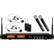 Nady DW-44 Quad Digital Wireless Handheld, Lapel & Headset Microphone System - Ultra-Low Latency with QPSK Modulation - Four XLR and Mixed 1/4” outputs - Fixed Frequency