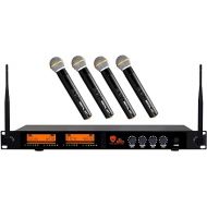 Nady DW-44 Quad Digital Wireless Handheld Microphone System Ultra-Low Latency with QPSK Modulation - Four XLR and Mixed 1/4