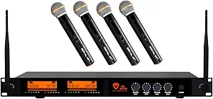 Nady DW-44 Quad Digital Wireless Handheld Microphone System Ultra-Low Latency with QPSK Modulation - Four XLR and Mixed 1/4