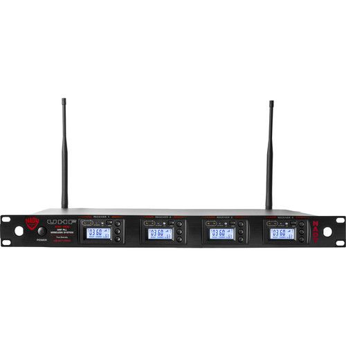  Nady 4W-1KU Quad UHF Wireless Receiver System with Four HM-10 Head-Worn Microphones (Beige)