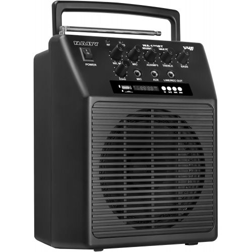  Nady WA-120BT HT Wireless Portable compact P.A full-range speaker system with built-in amplifier, BLUETOOTH, mp3 player, mixer, handheld wireless microphone