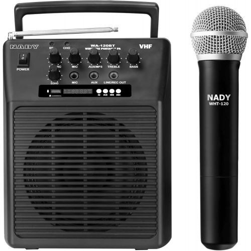  Nady WA-120BT HT Wireless Portable compact P.A full-range speaker system with built-in amplifier, BLUETOOTH, mp3 player, mixer, handheld wireless microphone