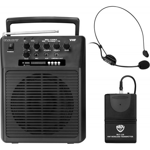  Nady WA-120BT HT Wireless Portable compact P.A full-range speaker system with built-in amplifier, BLUETOOTH, mp3 player, mixer, handheld wireless microphone