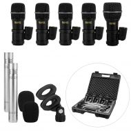 Nady DMK-7 Seven Piece Drum Microphone Kit - Includes four DM-70 microphones, two CM-90 overhead microphones and one DM-80 kick drum microphone in a storage case