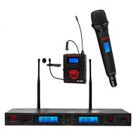 Nady 2W-1KU HT-LT Dual True Diversity 1000-Channel Professional UHF Wireless System with 1 Handheld Microphone & 1 Lapel Microphone  Autoscan  Automatic Transmitter Pairing  All
