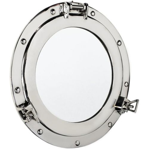  Nagina International Metal Crafted Nickel Plated Aluminum Porthole Bathroom Decor Mirror (30 Inches)
