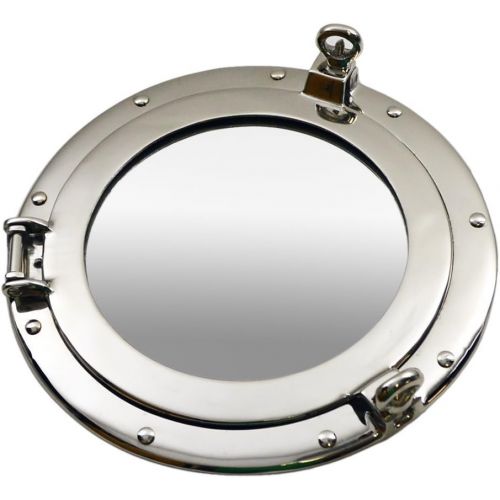  Nagina International Metal Crafted Nickel Plated Aluminum Porthole Bathroom Decor Mirror (15 Inches)