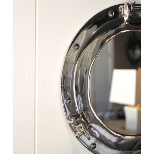  Nagina International Metal Crafted Nickel Plated Aluminum Porthole Bathroom Decor Mirror (15 Inches)