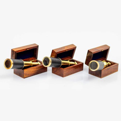  [아마존베스트]Miniature Beautiful Handcrafted Handheld Brass Telescope with Rosewood Box - Pirate Navigation Gifts - Nagina International (6 Inches, Polished Brass)