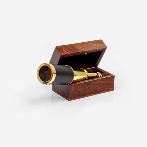  [아마존베스트]Miniature Beautiful Handcrafted Handheld Brass Telescope with Rosewood Box - Pirate Navigation Gifts - Nagina International (6 Inches, Polished Brass)