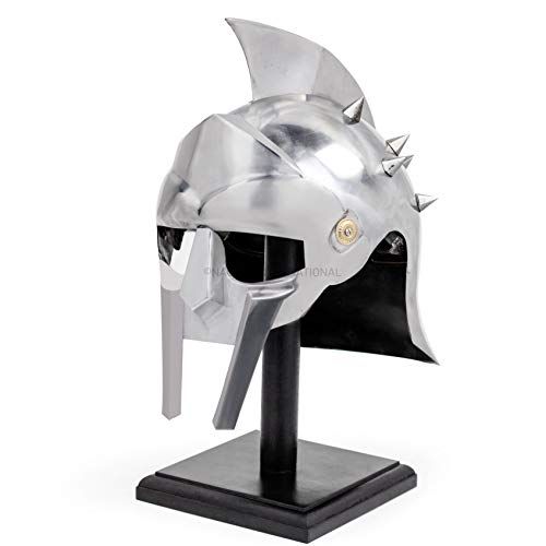  할로윈 용품Nagina International The Great Mini Gladiator Maximum Helmet With Display Stand - Rennactor Helmet With Leather Strap | Halloween Props For Larpers