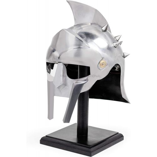  할로윈 용품Nagina International The Great Mini Gladiator Maximum Helmet With Display Stand - Rennactor Helmet With Leather Strap | Halloween Props For Larpers