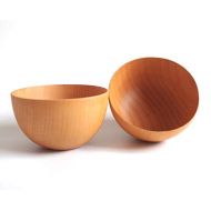 Naife Small Wooden Cereal Bowls for Soup,Pasta,Porridge,Snack,Food,Dessert (wood color,12 oz,set of 2)