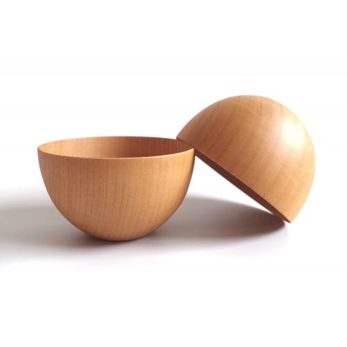  Naife Small Wooden Cereal Bowls for Soup,Pasta,Porridge,Snack,Food,Dessert (wood color,12 oz,set of 2)