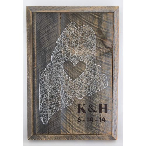  Nail it Art Large reclaimed wood Maine love string art sign wall hanging. A unique gift for Weddings, Anniversaries, Birthdays, Christmas House warming, and just because. Customizations availi