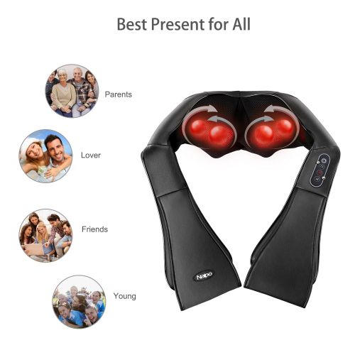  Naipo Shiatsu Back and Neck Massager with Heat Deep Kneading Massage for Neck, Back, Shoulder, Foot and Legs, Use at Home, Car, Office