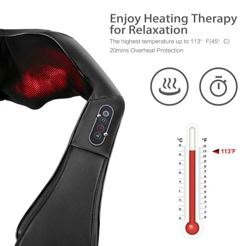  Naipo Shiatsu Back and Neck Massager with Heat Deep Kneading Massage for Neck, Back, Shoulder, Foot and Legs, Use at Home, Car, Office