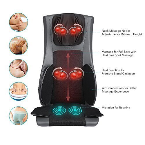  Naipo Back Massager Shiatsu Massage Chair Cushion Electric Seat Pad with Soothing Heat, Deep Kneading,...