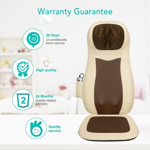  Naipo Back and Neck Massager Shiatsu Massage Chair for Seat Cushion Pad Full Body  3D Deep Kneading Vibration Heat Relieve Muscle Pain - Home Office Car Use