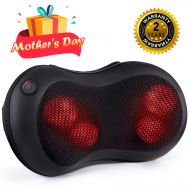 [Mothers Day] Naipo Shiatsu Massage Pillow Back Neck Massager with Heat Kneading for Shoulders, Lower Back Pain, Full Body, Legs, Foot Use at Home, Office, and Car, Black