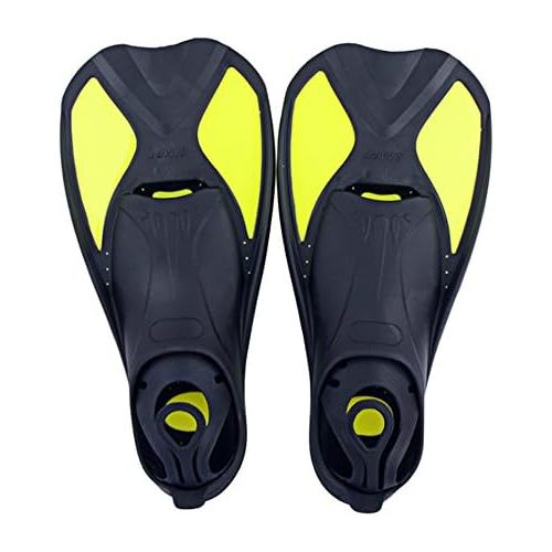  Naisidier Flossen Schnorchelflossen,kurz Schwimmflossen,Trainingsflossen Taucherflossenfuer Erwachsene,Kinder, Land & Wasser Schwimmtraining Flossen Gelb Flossen Schuhe