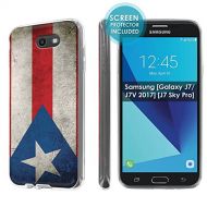 Nakedshield for Samsung [Galaxy Halo] [2017] Gala [NakedShield] Slim Flexi Case Compatible for Samsung [Galaxy Halo] [2017] Galaxy J7 [Galaxy Prime/Perx/Sky Pro] [Clear] Total Armor Rubber Gel Phone Case [Screen Protector]- [Flag