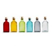 Nakpunar 6 pcs Recycled Glass Bottles with Cork 8 oz (250 ml) - Red, Green, Yellow, Blue, Gray, Clear - bottle for oils, witch spells, wedding favors, fragrance reed diffuser bottl