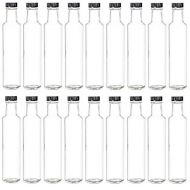 Nakpunar 18 pcs, 8 oz Cylinder Wide Mouth Glass Bottles with Black Cap - Dorica Style, Straight Sided - for Oil, Sauces, Milk, Water, Beverages