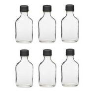 Nakpunar 6 pcs 100 ml Glass Flask Bottles with Black Tamper Evident Caps, 100 ml