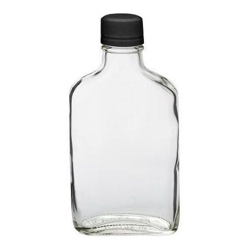  [아마존베스트]Nakpunar 1 pcs Glass Flask Bottle with Black Tamper Evident Cap - 200 ml