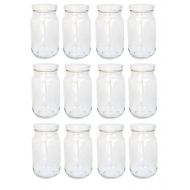 Nakpunar 48 pcs 8 oz Economy Paragon Glass Canning Jars with White Plastisol Lined Lids (48, 8 oz Cherry Style (White))